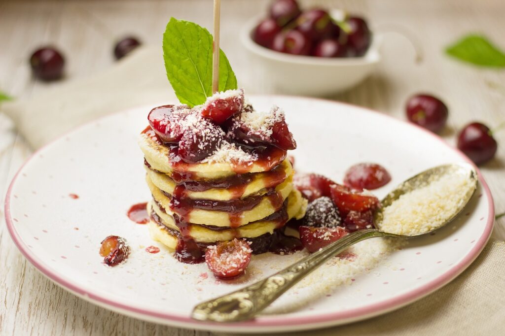 pancakes, cherries, coconut-2413875.jpg